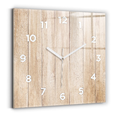 Ceas perete din sticlă pătrat Textura din lemn