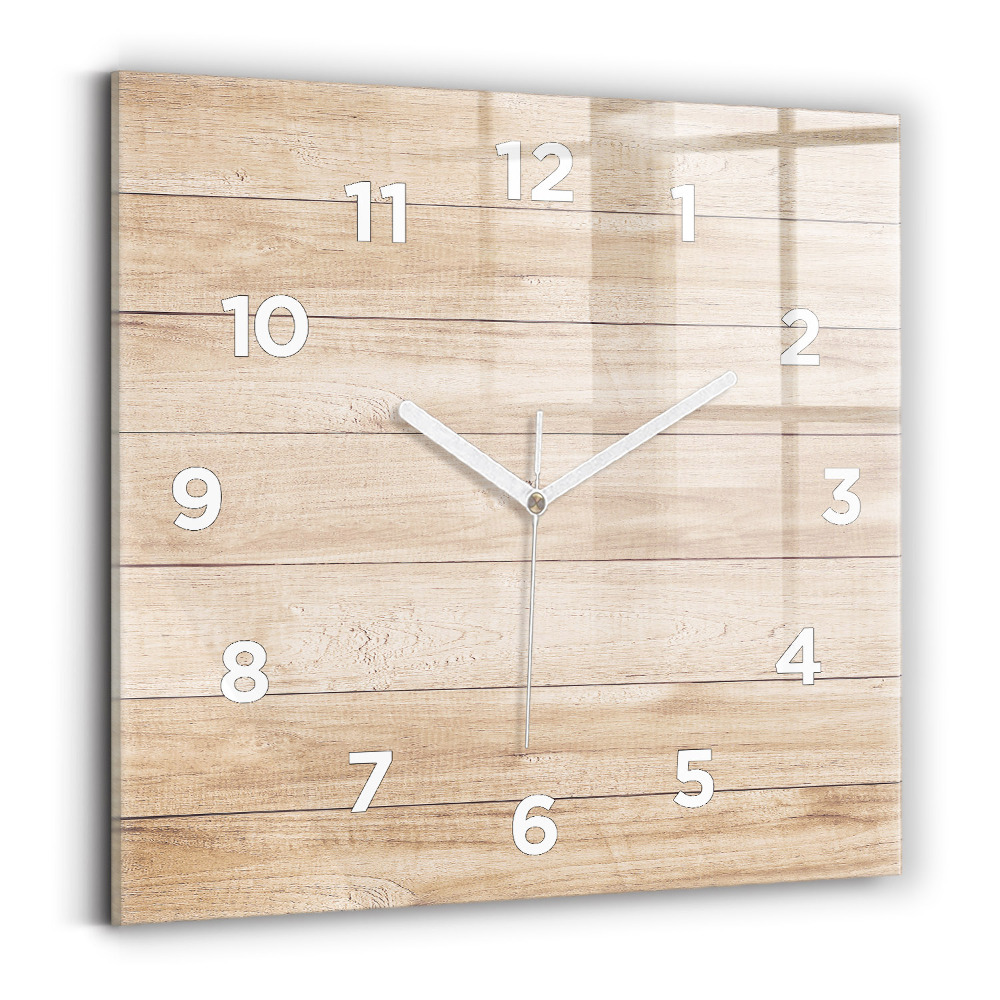 Ceas din sticlă pătrat Textura din lemn