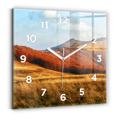 Ceas perete din sticlă pătrat Peisaj montan