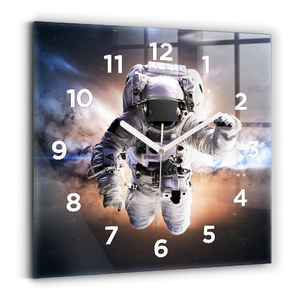 Ceas perete din sticlă pătrat Astronaut în spațiu