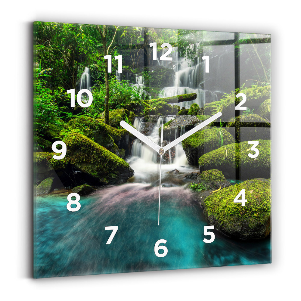 Ceas de sticlă pe perete pătrat Cascada Thailanda