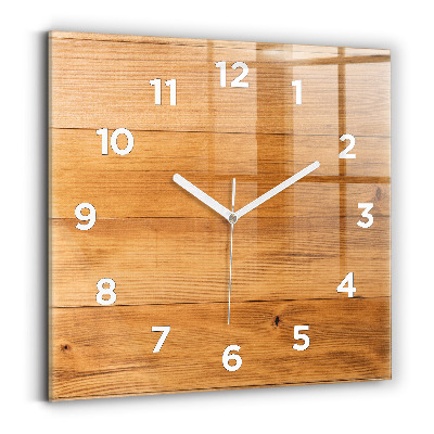 Ceas din sticlă pătrat Scanduri de lemn