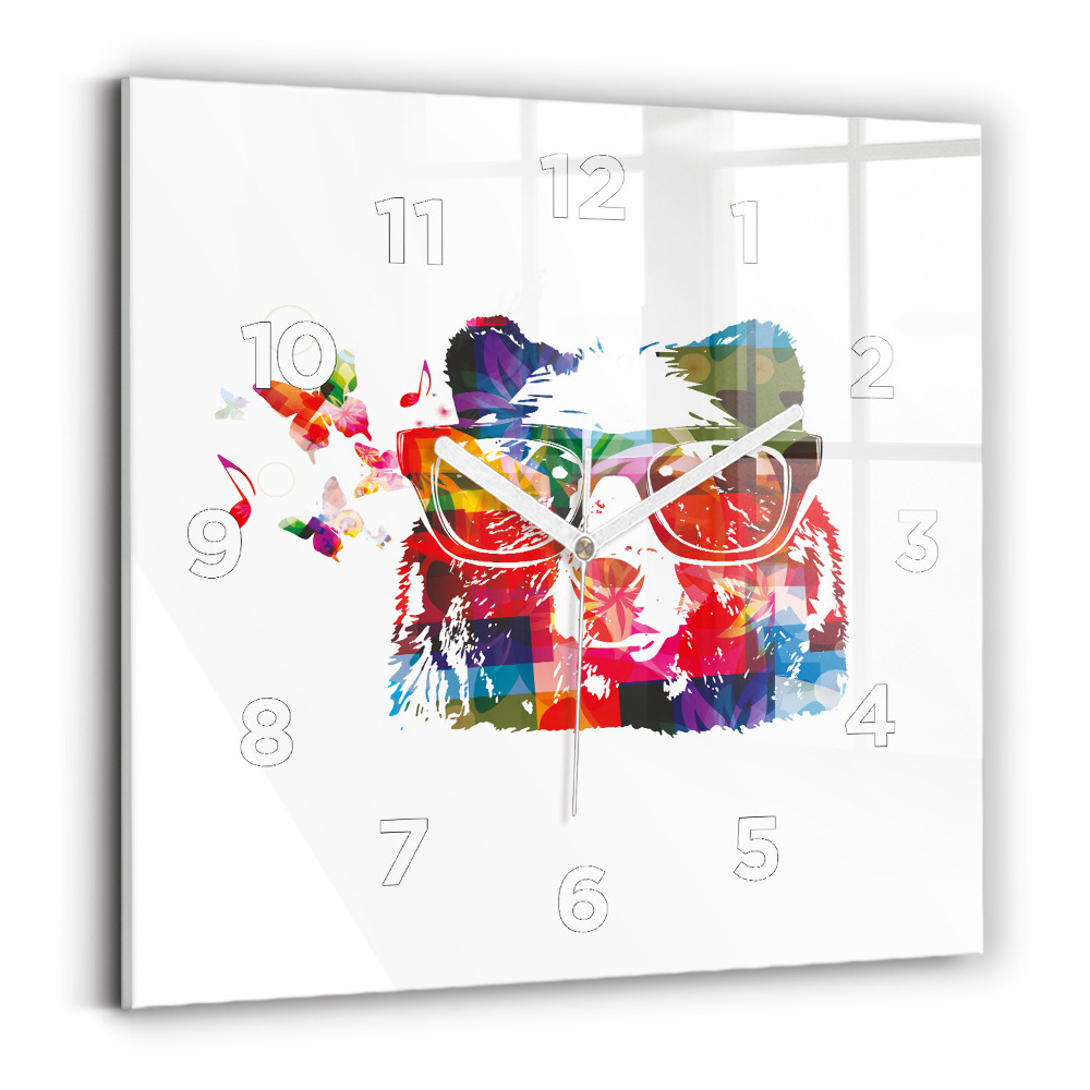 Ceas pătrat de perete din sticlă Cap de urs