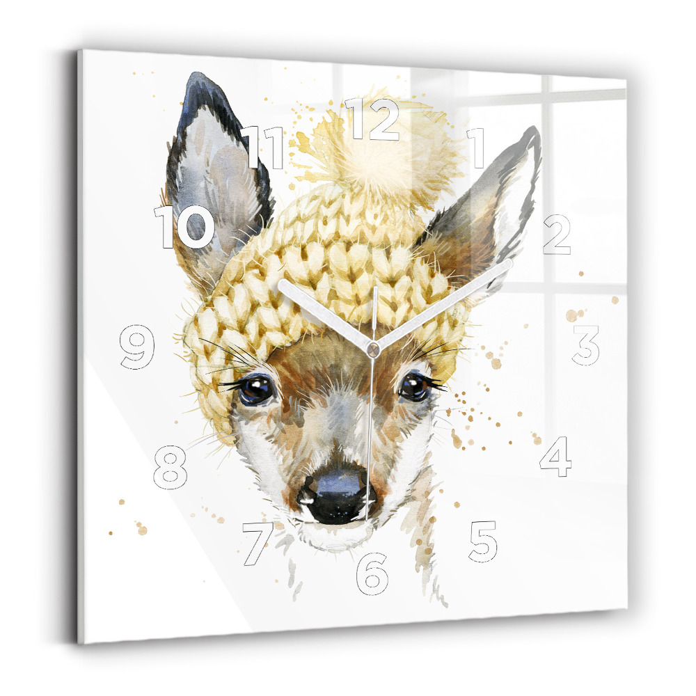 Ceas pătrat de perete din sticlă Cerb