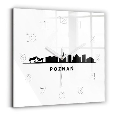 Ceas din sticlă pătrat Grafică panoramică Poznań