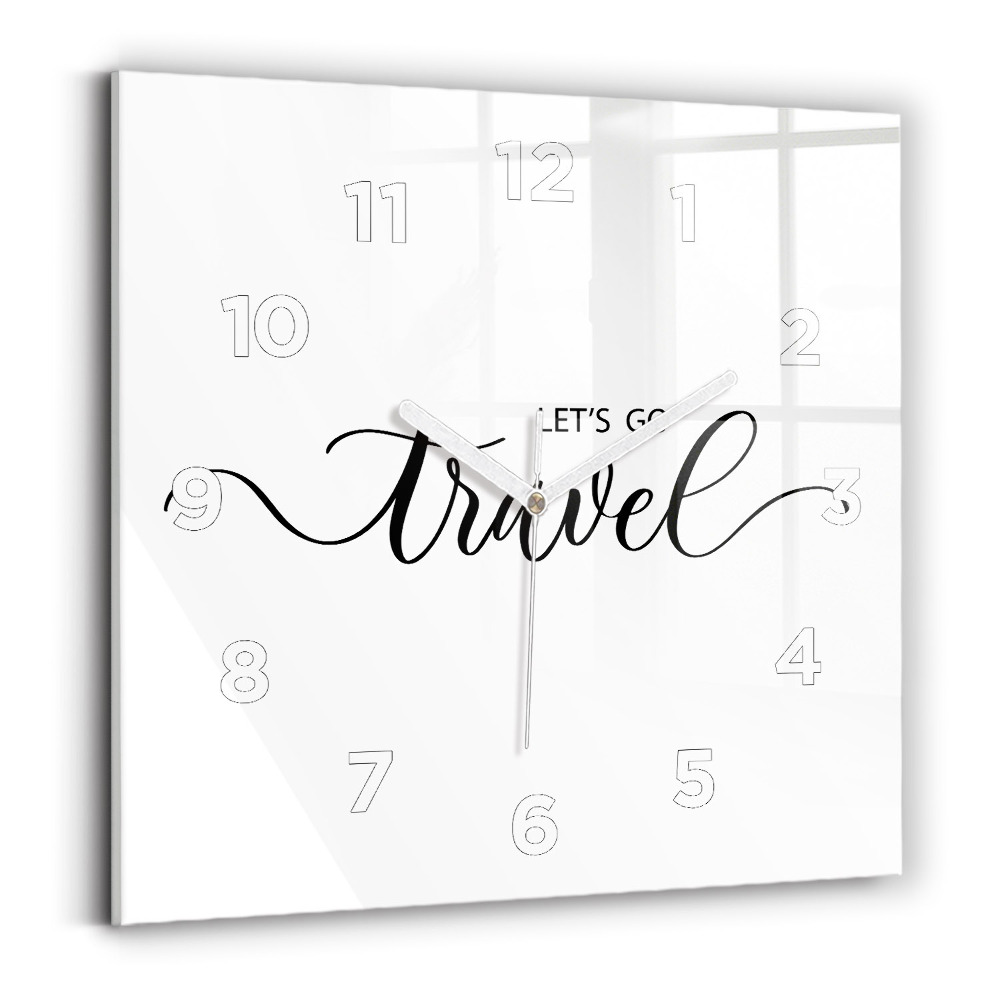Ceas de sticlă pe perete pătrat Inscripție de călătorie