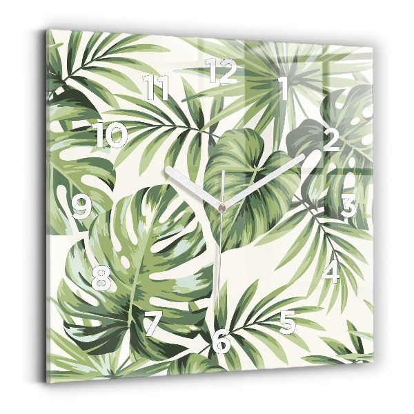 Ceas de sticlă pe perete pătrat Model tropical