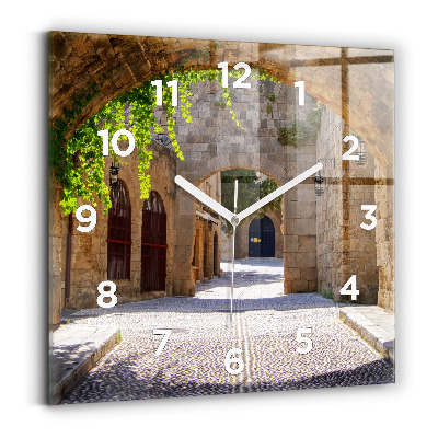 Ceas din sticlă pătrat Stradă pitorească din Rodos