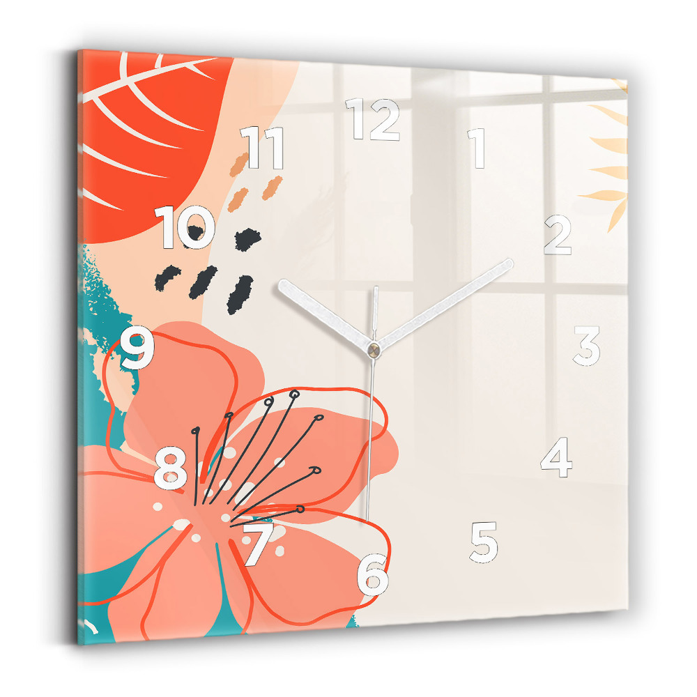 Ceas de sticlă pe perete pătrat Plante hawaiene
