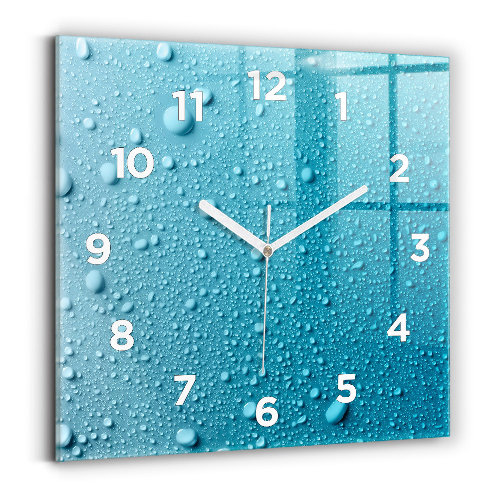Ceas perete din sticlă pătrat Picături de apă pe sticlă