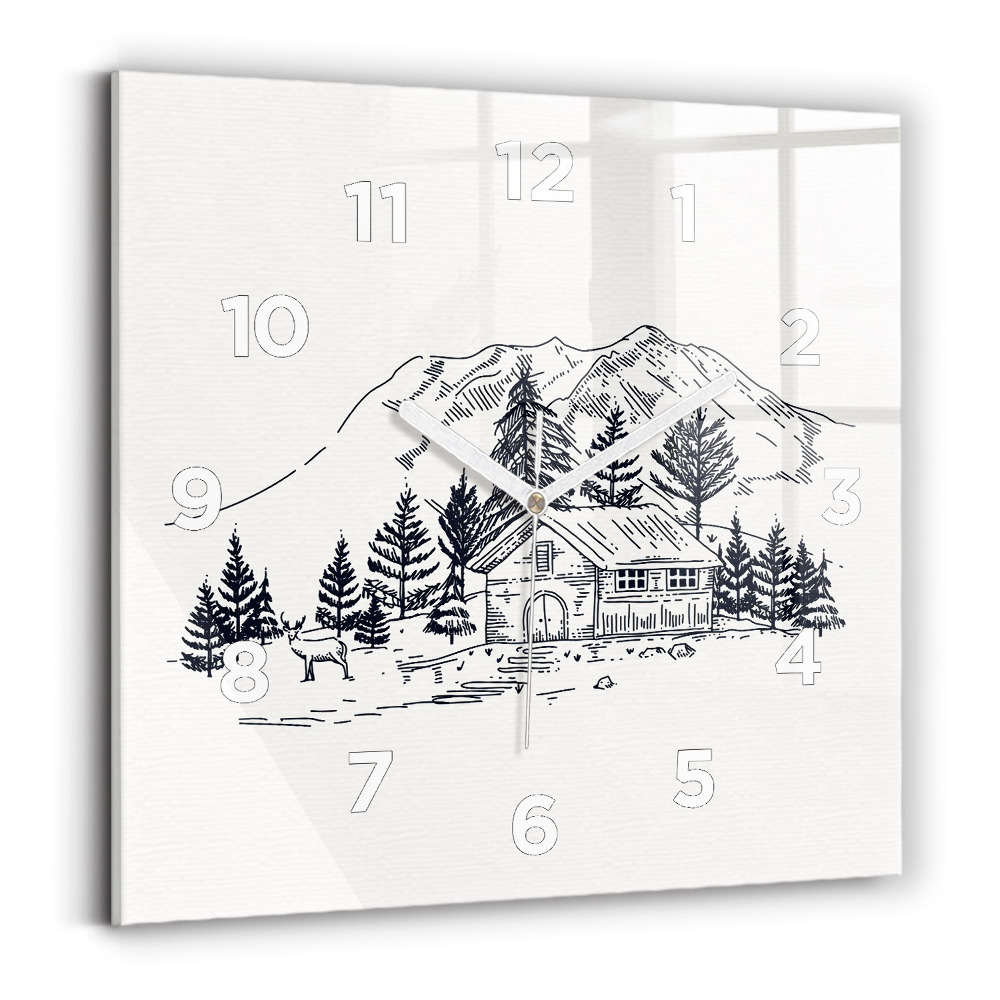 Ceas perete din sticlă pătrat Oraș de desene animate