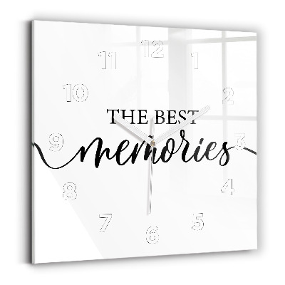 Ceas pătrat de perete din sticlă Inscripția amintirilor