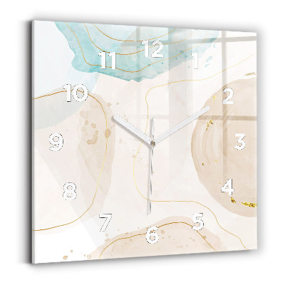 Ceas de sticlă pe perete pătrat Pete de acuarelă