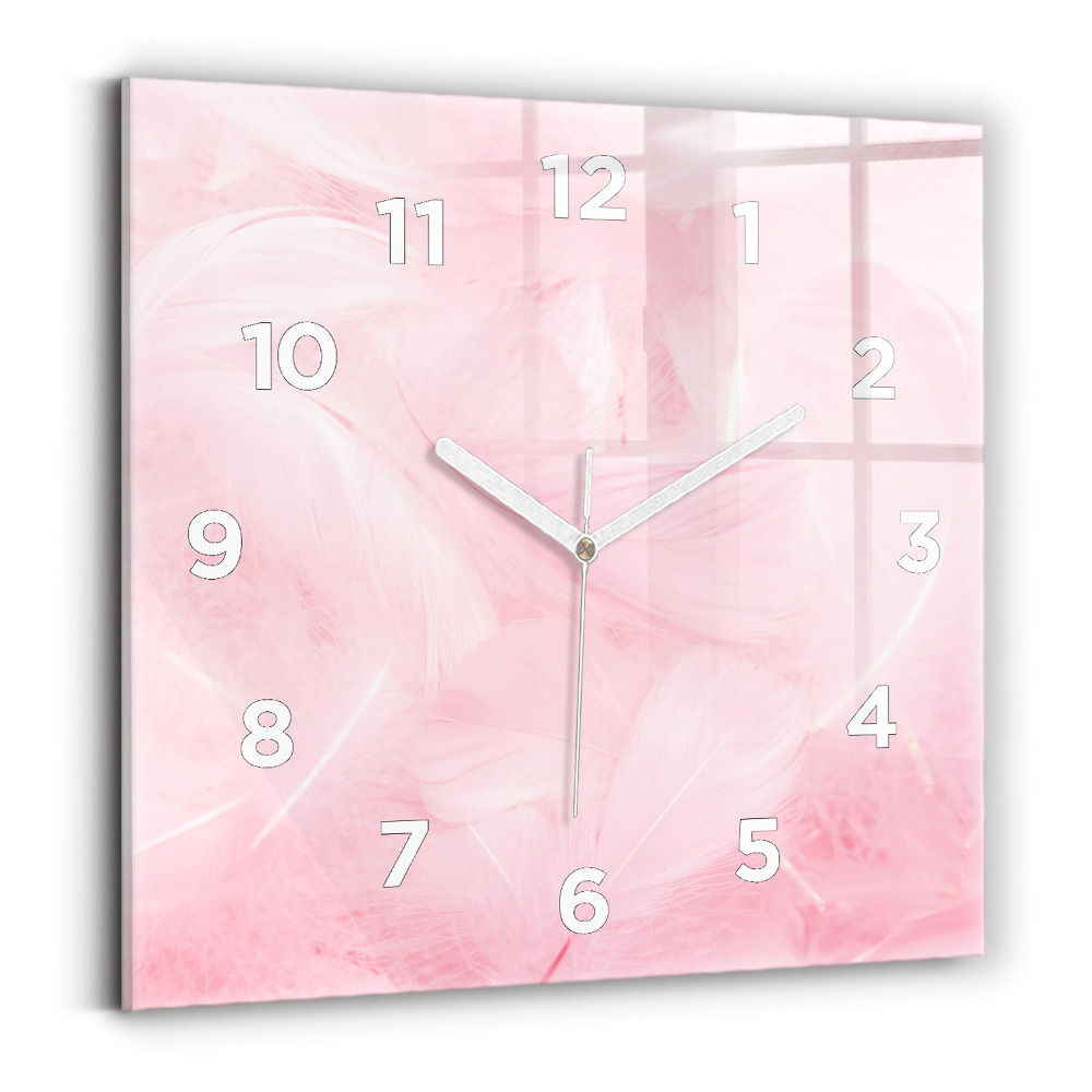 Ceas pătrat de perete din sticlă Pene – abstracție