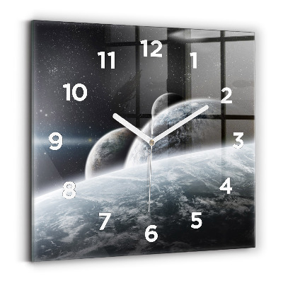 Ceas din sticlă pătrat Spațiul și planetele