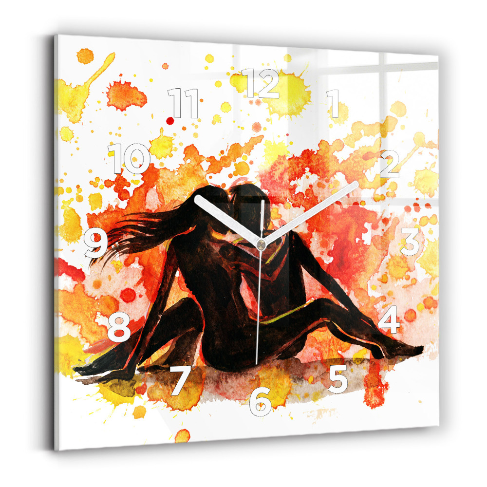 Ceas pătrat de perete din sticlă Dragoste și un cuplu de îndrăgostiți