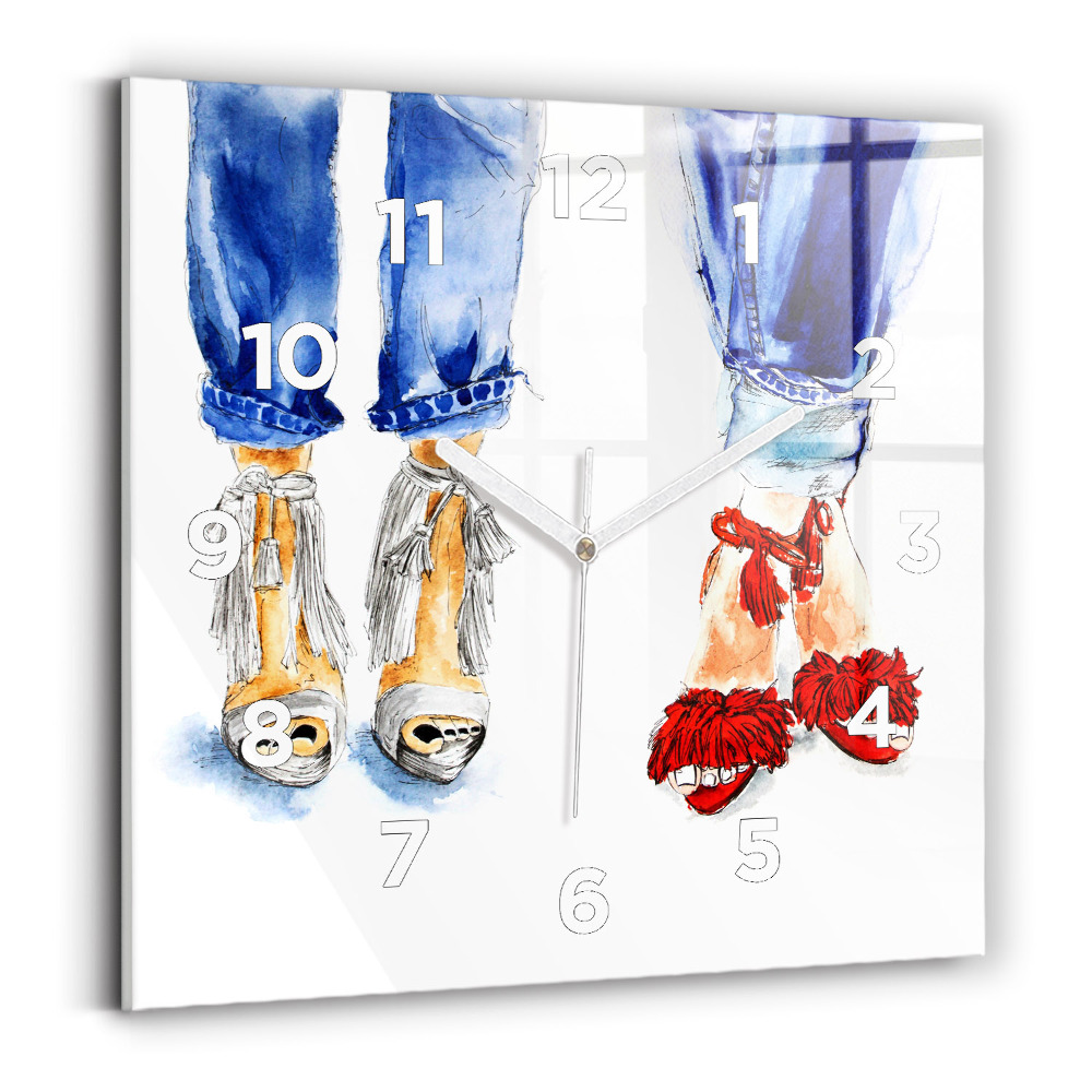 Ceas de sticlă pe perete pătrat Tocuri de damă