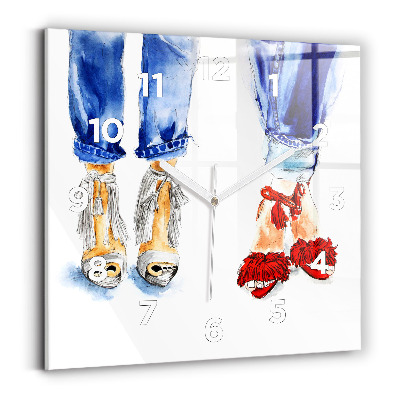 Ceas de sticlă pe perete pătrat Tocuri de damă