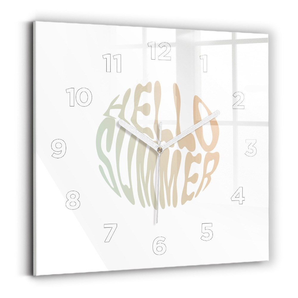 Ceas pătrat de perete din sticlă Bună vară!