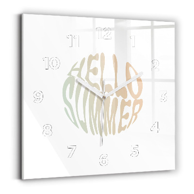 Ceas pătrat de perete din sticlă Bună vară!