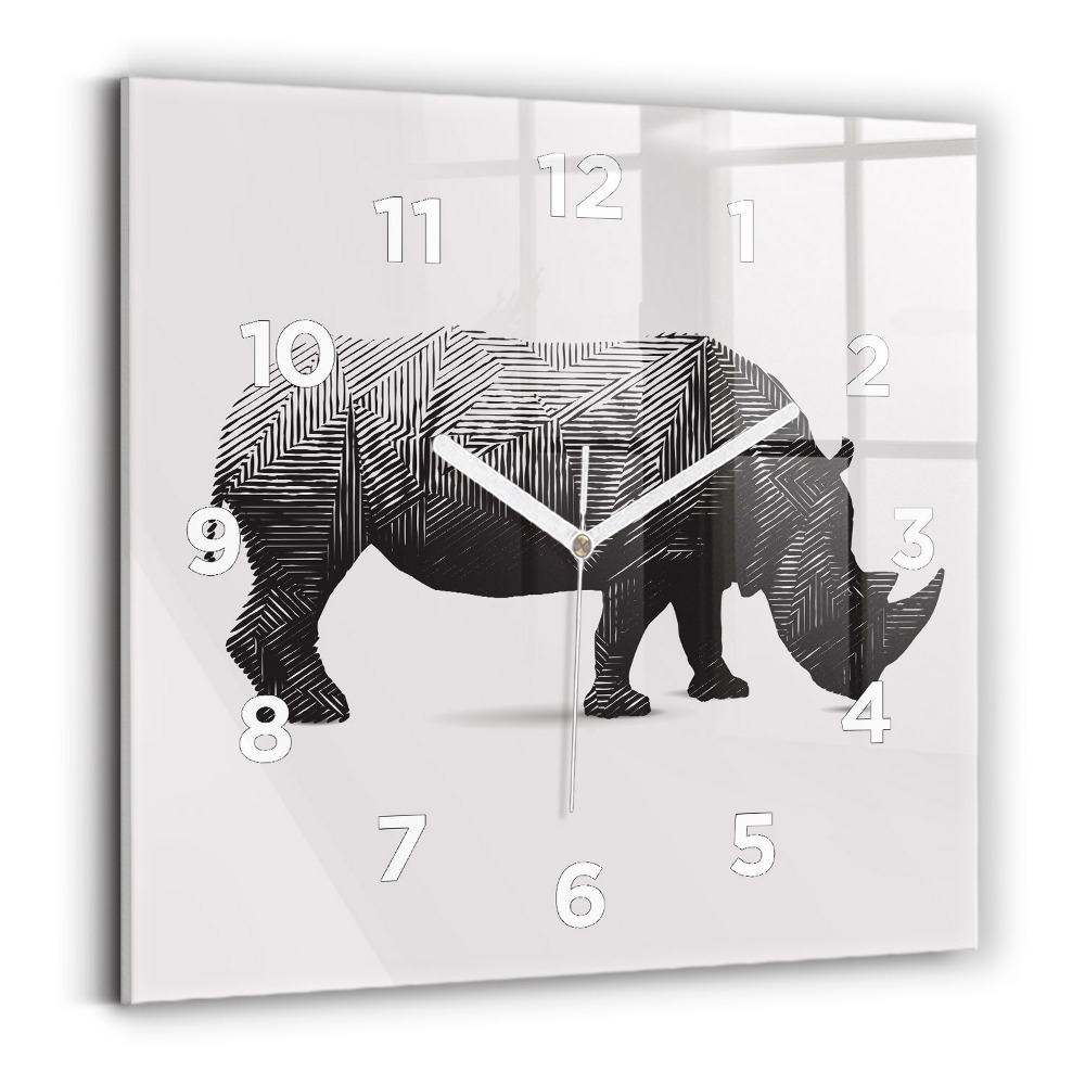 Ceas din sticlă pătrat Linia de artă a rinocerului