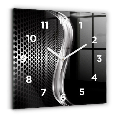 Ceas de sticlă pe perete pătrat Abstracția metalului negru