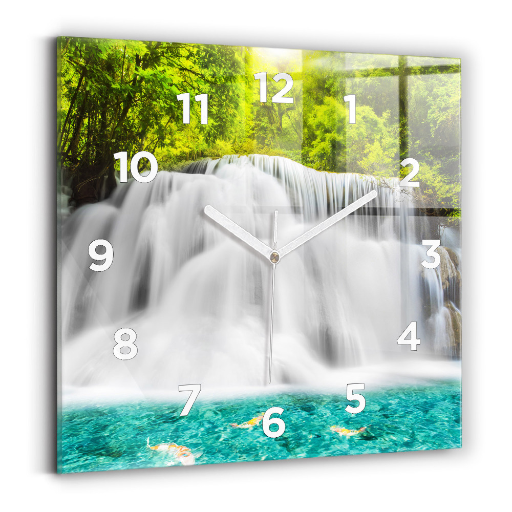 Ceas de sticlă pe perete pătrat Cascada în Thailanda