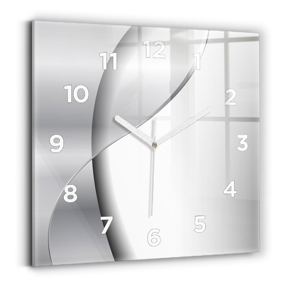 Ceas de sticlă pe perete pătrat Abstracția argintului