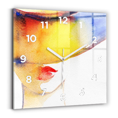 Ceas din sticlă pătrat Femeie cu pălărie