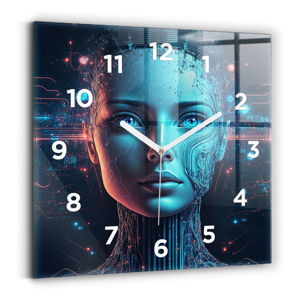 Ceas perete din sticlă pătrat Inteligenţă artificială