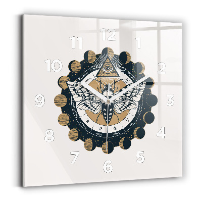 Ceas din sticlă pătrat Fazele lunii și ochiul