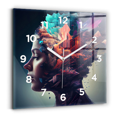 Ceas din sticlă pătrat Femeie abstractă