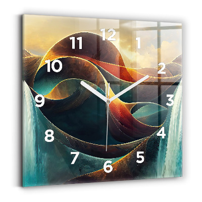 Ceas din sticlă pătrat Cascada curgătoare