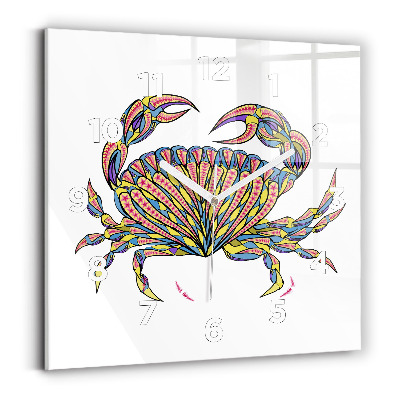 Ceas de sticlă pe perete pătrat Crab etnic
