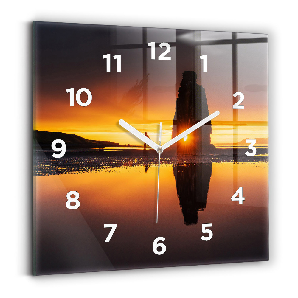 Ceas din sticlă pătrat Alergător și apus