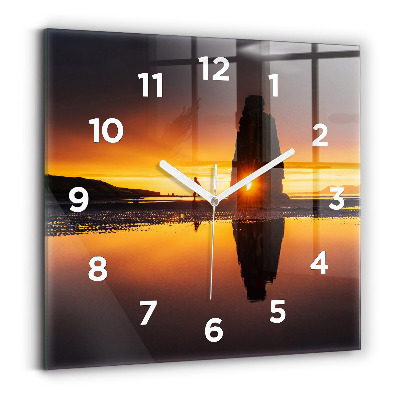 Ceas din sticlă pătrat Alergător și apus