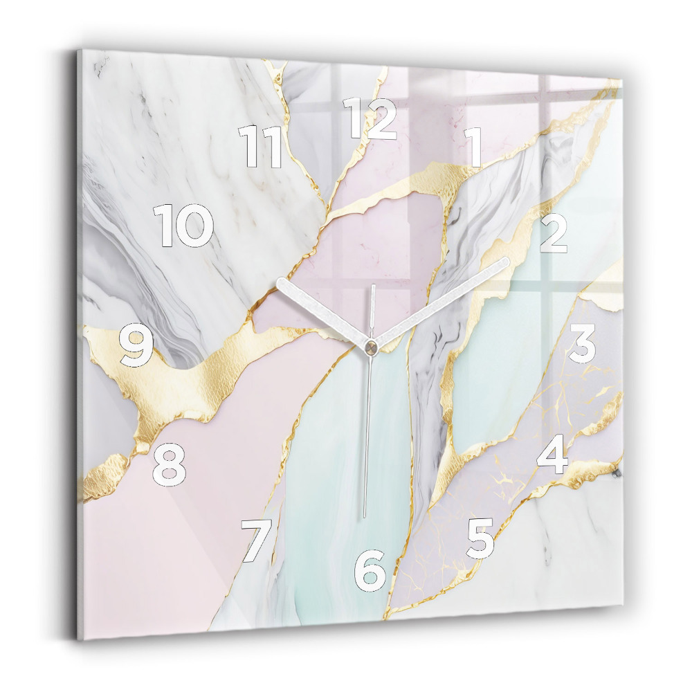 Ceas pătrat de perete din sticlă Model de marmură