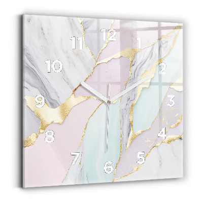 Ceas pătrat de perete din sticlă Model de marmură