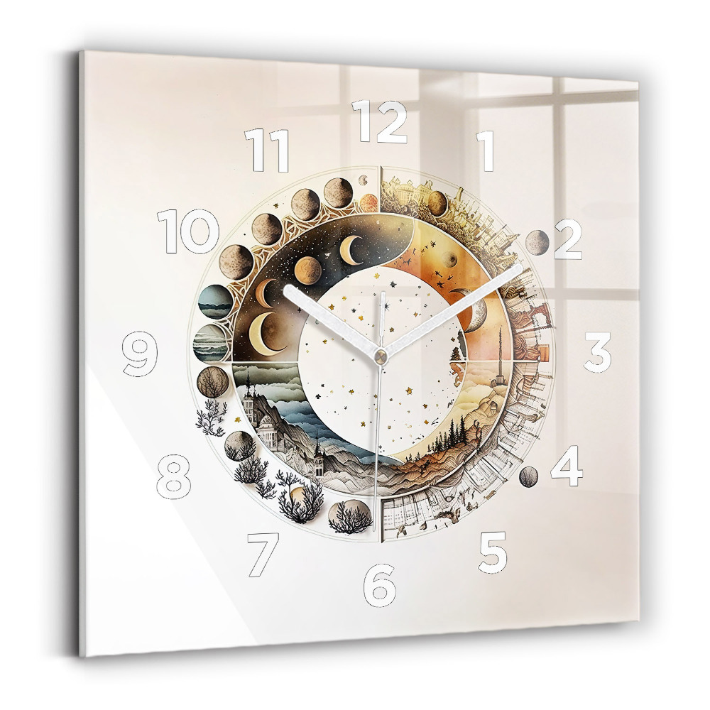 Ceas de sticlă pe perete pătrat Ceas de astronomie