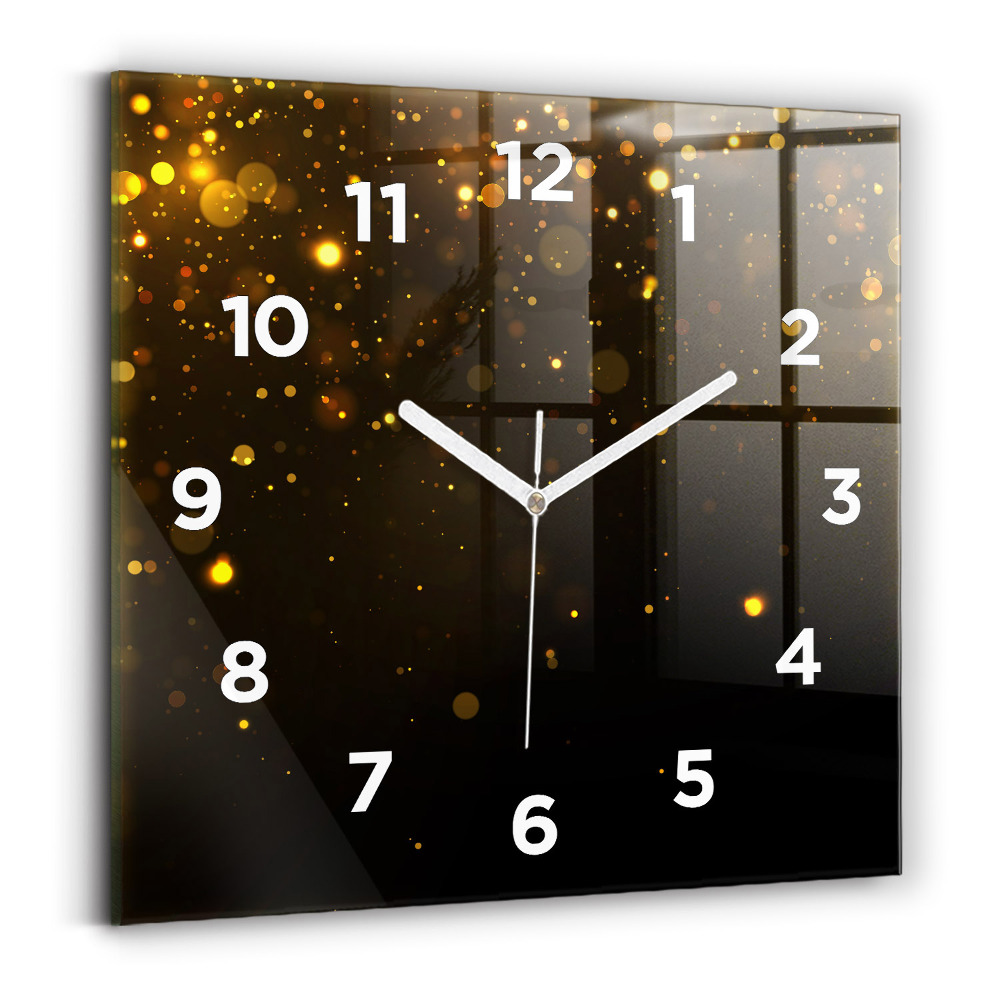 Ceas pătrat de perete din sticlă Polen auriu