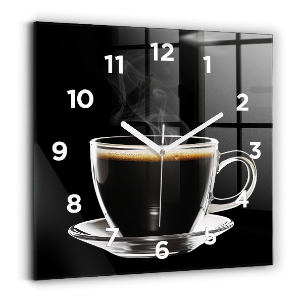 Ceas pătrat de perete din sticlă Cafea neagra