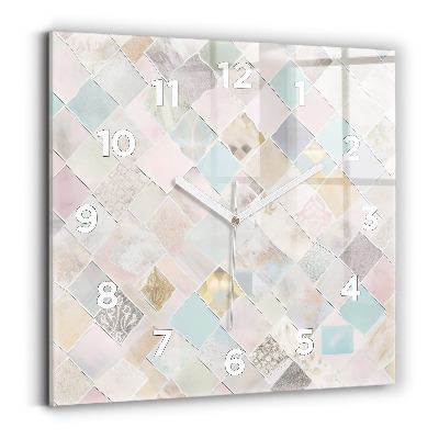 Ceas din sticlă pătrat Placi colorate