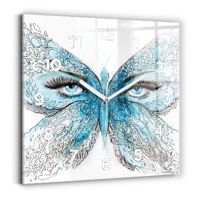 Ceas perete din sticlă pătrat Față în formă de fluture