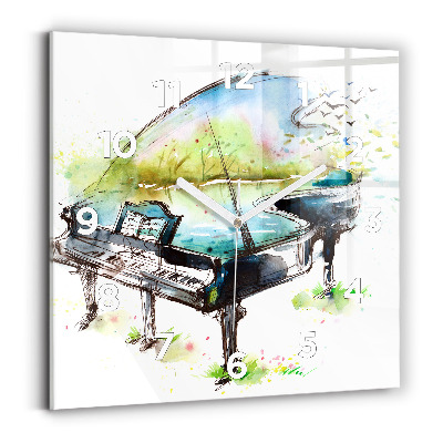 Ceas perete din sticlă pătrat Ilustrație a celor 4 anotimpuri