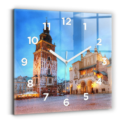 Ceas de sticlă pe perete pătrat Piața principală din Cracovia