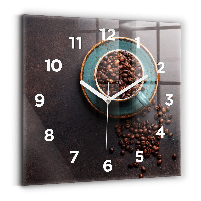 Ceas pătrat de perete din sticlă ceașcă de cafea