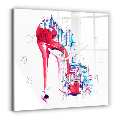 Ceas de sticlă pe perete pătrat Toc roșu