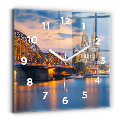 Ceas perete din sticlă pătrat Vedere la primărie
