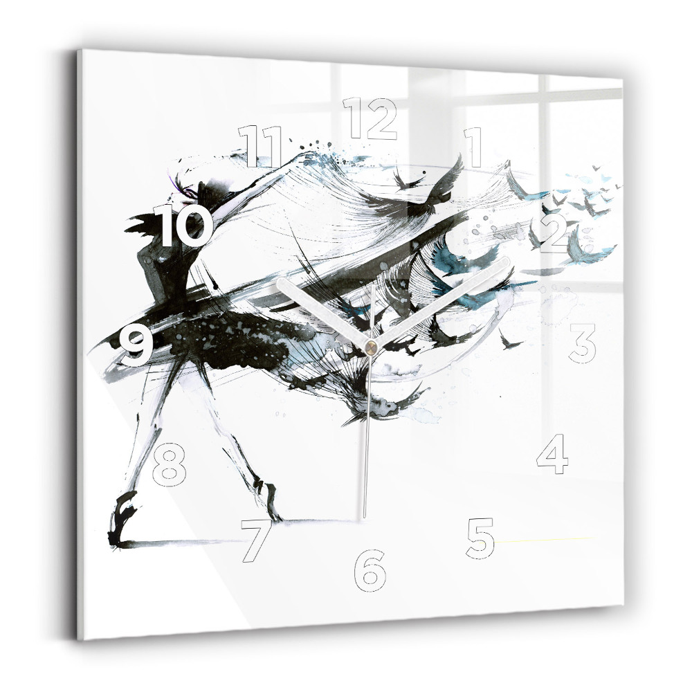 Ceas pătrat de perete din sticlă Femeie dansând balet