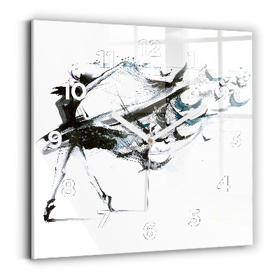 Ceas pătrat de perete din sticlă Femeie dansând balet